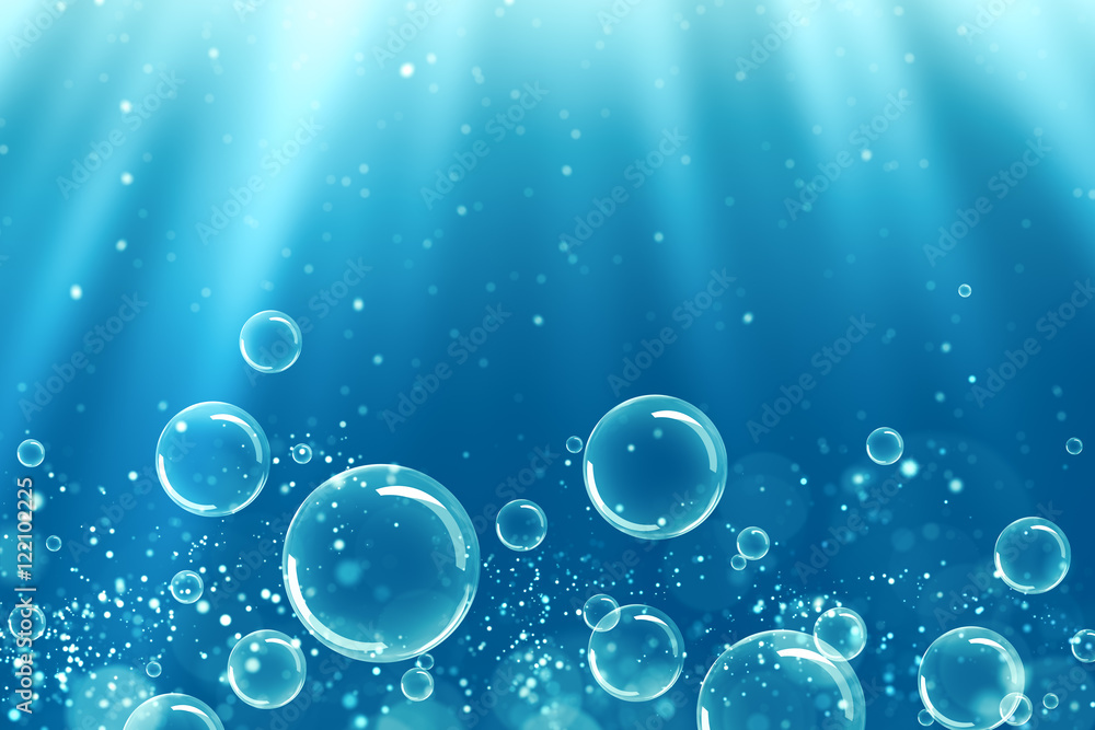 Underwater bubbles illuminated by rays of light Stock Illustration ...