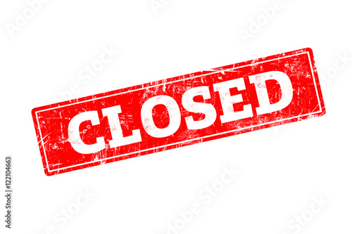 CLOSED word written on red rubber stamp with grunge edges. Stock