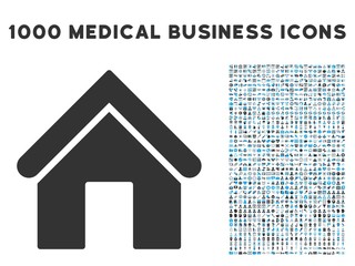 Wall Mural - Home icon with 1000 medical business gray and blue vector pictograms. Design style is flat bicolor symbols, white background.