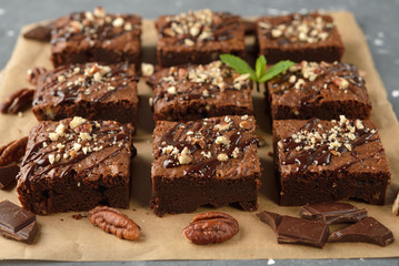 Canvas Print - Chocolate brownies with nuts