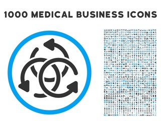 Wall Mural - Knot Rotation icon with 1000 medical business gray and blue vector pictographs. Collection style is flat bicolor symbols, white background.
