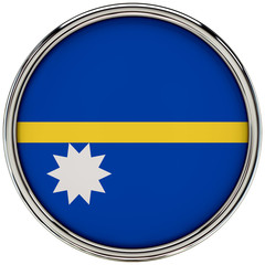 Nauru Flag Glossy Button/icon (3d rendering).