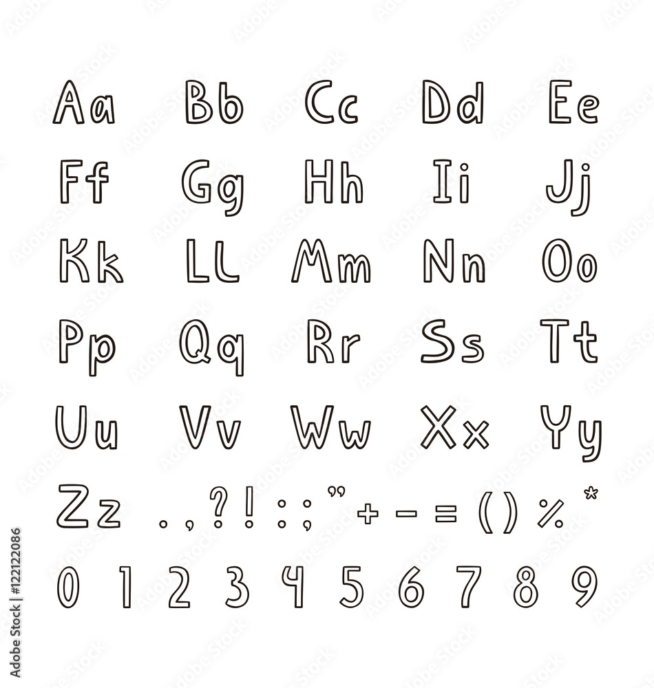 Alphabet letters and numbers in simple flat style Stock Vector | Adobe ...