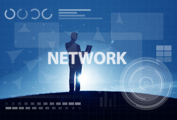 Wall Mural - computer network digital connection technology concept