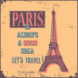 Fototapeta Boho - Vintage Touristic Greeting Card - Paris