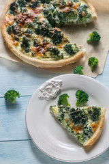 Canvas Print - Pie with broccoli and cheese