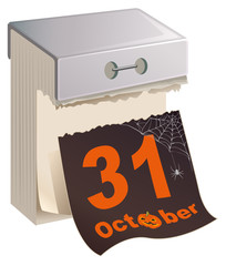 Wall Mural - october 31 halloween. black sheet tear off calendar