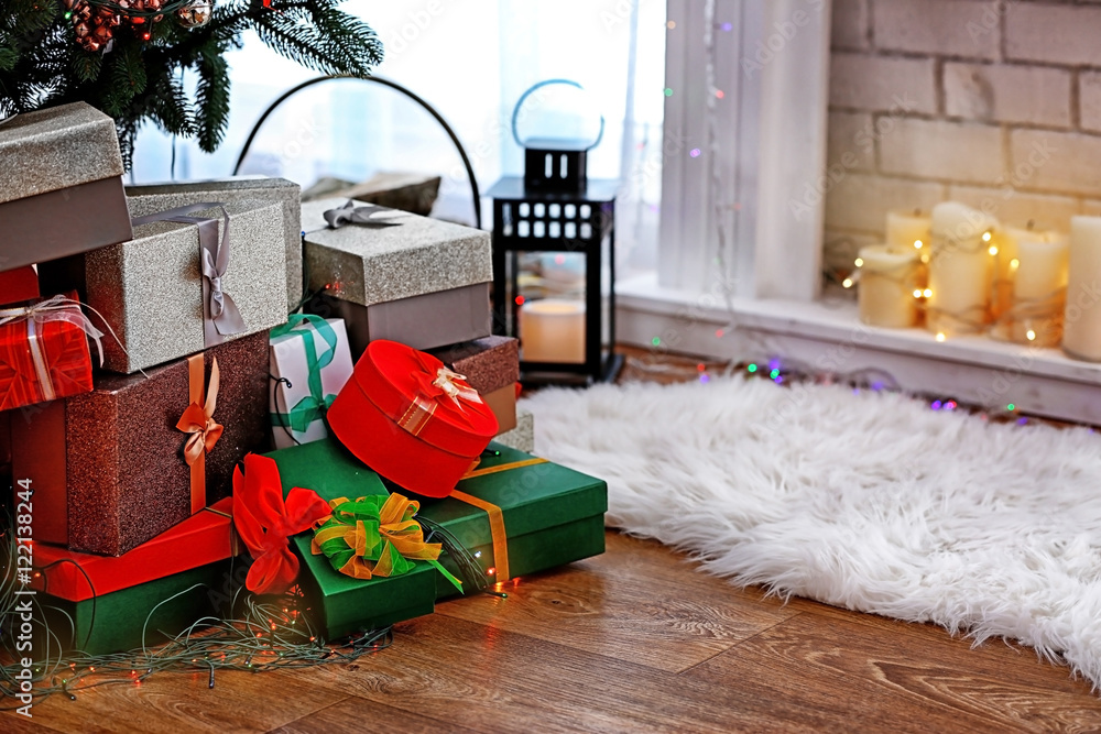 Beautiful gifts under Christmas tree