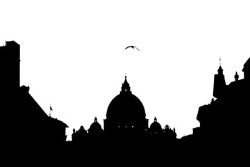 Silhouette of St. Peter's Basilica (Rome, Italy)
