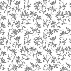  Elegant seamless pattern with floral tracery on a white background for decorations of wallpaper, textile