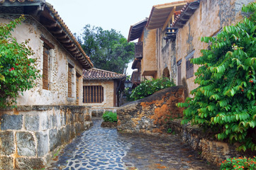 Old houses in the southern city. Mediterranean architecture.