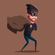 Cute thief character. Vector cartoon illustration