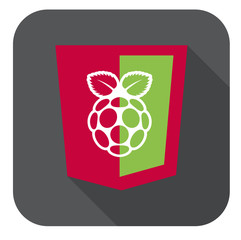 Wall Mural - vector illustration of red and green html5 shield with white raspberry shape, isolated web site deve