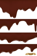 Aufkleber - Set of melted chocolate dripping on white background