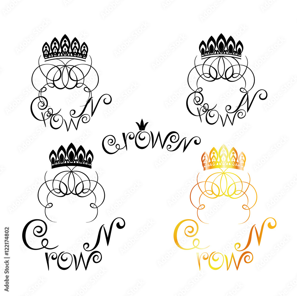 Logo royal crown on Queen's head with lettering Stock Vector | Adobe Stock