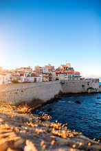 Landscape View On The Old Coastal Village And Fortification Of Antibes On The French Riviera In France