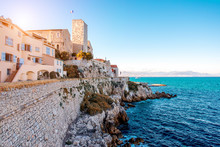 Landscape View On The Old Coastal Village And Fortification Of Antibes On The French Riviera In France