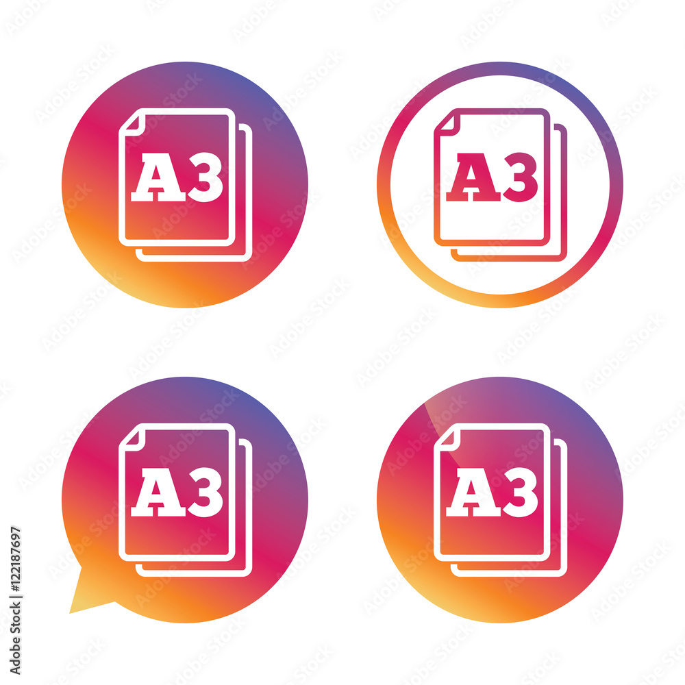 Paper size A3 standard icon. Document symbol. Stock Vector | Adobe Stock