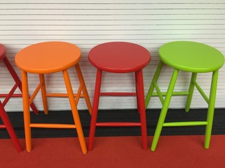 Colorful chair and white wall