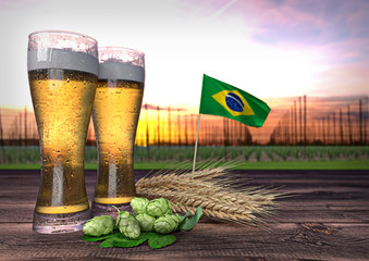 beer consumption in Brazil. 3D illustration