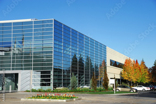 Fotografie, Obraz modern industrial building exterior and landscaping