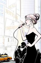 Wall Mural - Jazz band and singer playing in New York