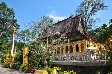 Ang pagoda near Ba Om lake, a famous tourist at Tra Vinh province, Vietnam