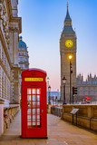 Fototapeta Big Ben - Traditional red phone booth and Big Ben in London