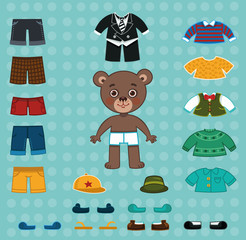 Wall Mural - Daddy bear vector illustration for paper doll, dress up games.