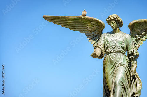 Angel of the waters is the statue on top of the Bethesda Fountain, in Central Pa Poster