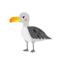 Albatross bird cartoon character. Isolated on white background. Vector illustration.