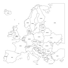 Canvas Print - Outline map of Europe