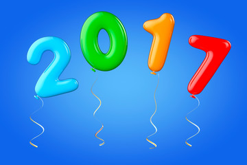 Aufkleber - Multicolour Balloons as 2017 New Year Sign. 3d Rendering