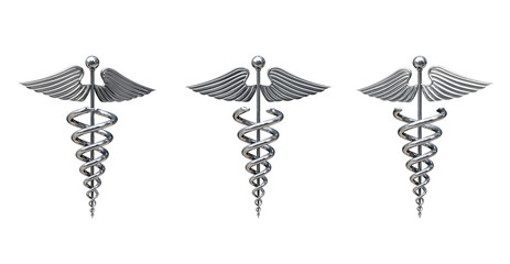 Poster - Silver Medical Caduceus Symbol. 3d Rendering