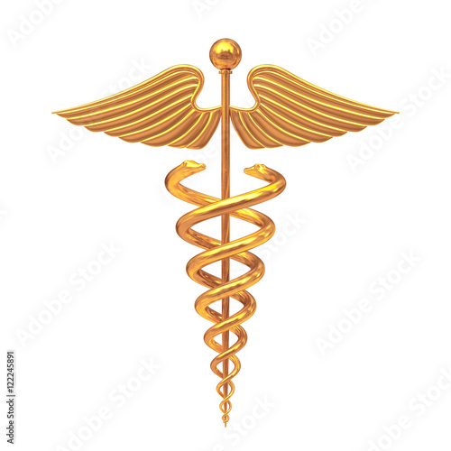 Gold Medical Caduceus Symbol. 3d Rendering Stock Illustration | Adobe Stock