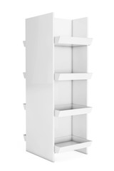 Poster - White Market Racks Shelves Showing Products. 3d Rendering