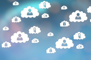 Wall Mural - icons interface of people in the clouds