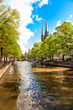 Scenic Amsterdam Canal with Church
