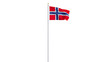 Norway flag waving on white background, long shot, isolated with clipping path mask alpha channel transparency