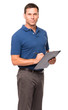 © Eric Hood - Causal cusinessman in polo shirt with clipboard isolated on white background