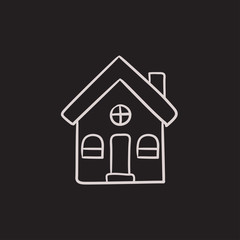 Sticker - Detached house sketch icon.