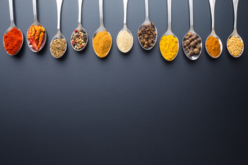 Poster - Various spices in spoons.