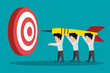 © sweet kiwi - teamwork. towards the goal. darts. vector illustration