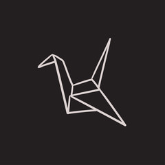 Poster - Origami bird sketch icon.