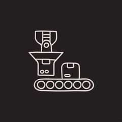 Sticker - Robotic packaging sketch icon.