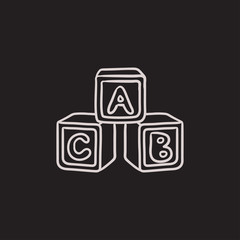 Poster - Alphabet cubes sketch icon.