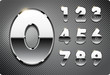 3d Joyful set of chrome metal vector numbers, from 1 to 0. Eps 10. 
