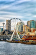 Seattle waterfront vertical. Copy space
