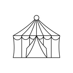 Sticker - Circus tent icon in outline style isolated on white background vector illustration