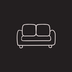 Sticker - Sofa sketch icon.